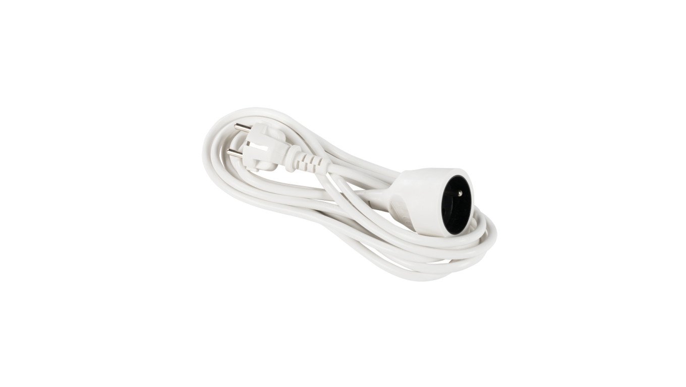 Przedłużacz 1-gniazdo z/u 1,5m /H05VV-F 3x1/ biały PM-BW-1G-15
