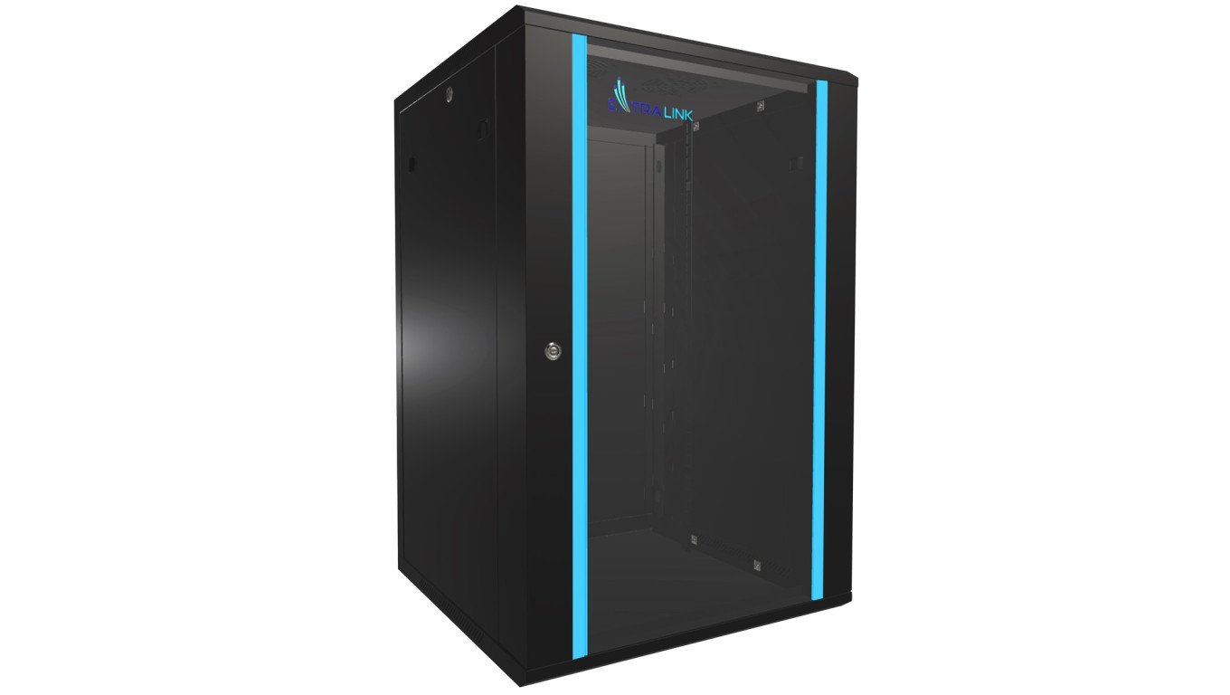 Szafa rack montowana na ścianie Extralink 18U 600x600 Czarna
