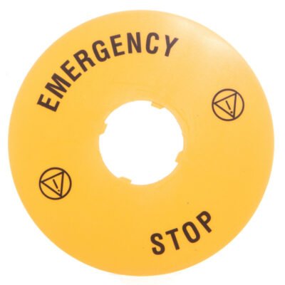 Szyld opisowy fi 90mm EMERGENCY/STOP LPXAU113
