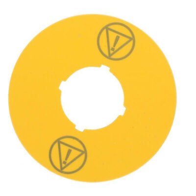Tabliczka opisowa żółta okrągła fi60mm /KONTROLOWANY STOP/ M22-XBK-ESS 180472