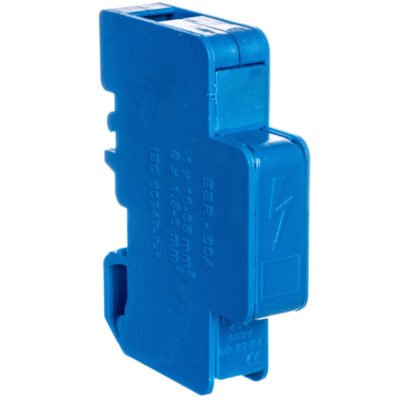 Blok rozdzielczy modułowy 1-biegunowy 60A we: 1x6-35mm2 wy: 6x2,5-6mm2 niebieski LBR60A 84326003