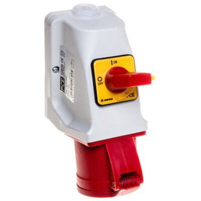 Gniazdo KOMBI z rozłącznikiem 0-1 M25 32A 5P 400V czerwone IP44 925-6w
