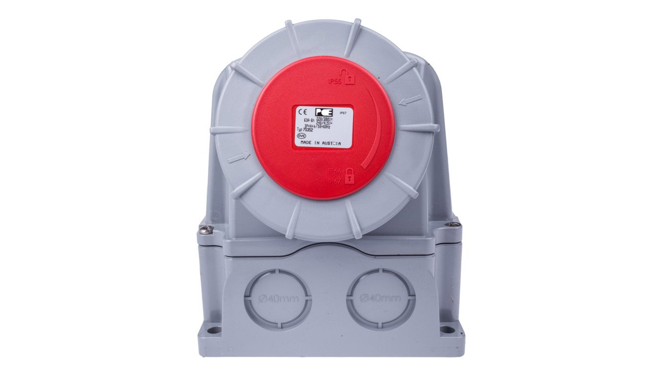 Gniazdo stałe z wyłącznikiem 0-1 duże 63A 5P 400V IP67 /blokada mechaniczna/ 75352-6