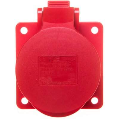 Gniazdo tablicowe 16A 5P 400V /75x75/ czerwone IP44 TWIST 315-6f7