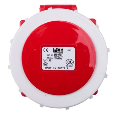 Gniazdo tablicowe 16A 5P 400V /75x75/ czerwone IP67 POWER TWIST 3152-6