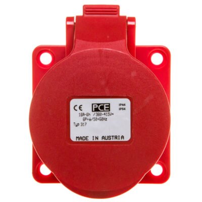Gniazdo tablicowe 16A 7P 400V /70x70/ czerwone IP44 317-6v