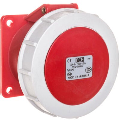 Gniazdo tablicowe 32A 4P 400V /75x75/ czerwone IP67 POWER TWIST 3242-6