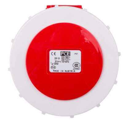 Gniazdo tablicowe 32A 5P 400V /75x75/ czerwone IP67 POWER TWIST 3252-6