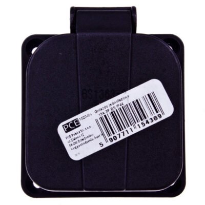 Gniazdo tablicowe brytyjskie 13A 2P+Z /64x64/ czarne IP44 1020-0S
