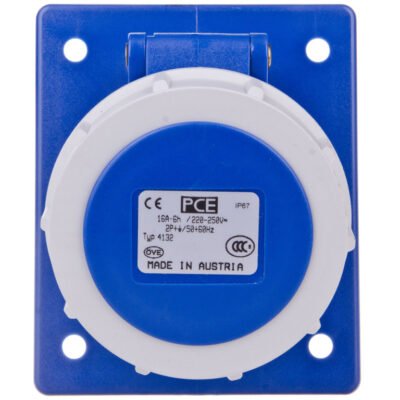 Gniazdo tablicowe skośne 16A 3P 230V /80x97/ niebieskie IP67 4132-6F8
