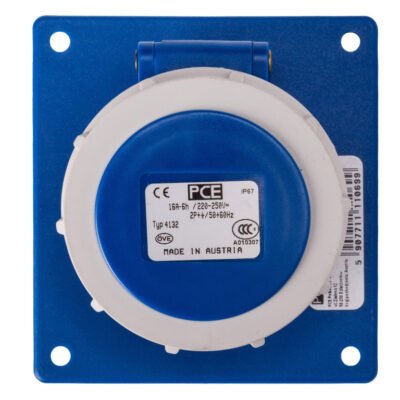 Gniazdo tablicowe skośne 16A 3P 230V niebieskie IP67 POWER TWIST 4132-6