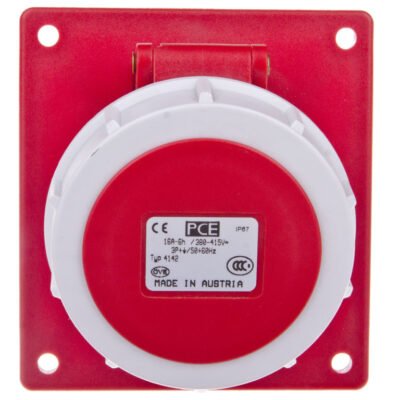 Gniazdo tablicowe skośne 16A 4P 400V czerwone IP67 POWER TWIST 4142-6
