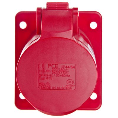 Gniazdo tablicowe skośne 16A 5P 400V /75x85/ czerwone IP44 415-6F87