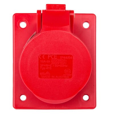Gniazdo tablicowe skośne 16A 5P 400V /80x97/ czerwone IP44 TWIST 415-6