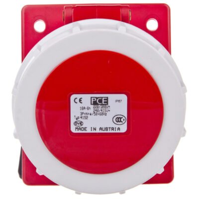Gniazdo tablicowe skośne 16A 5P 400V /80x97/ czerwone IP67 4152-6F78