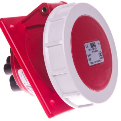 Gniazdo tablicowe skośne 32A 4P 400V /80x97/ czerwone IP67 4242-6f78