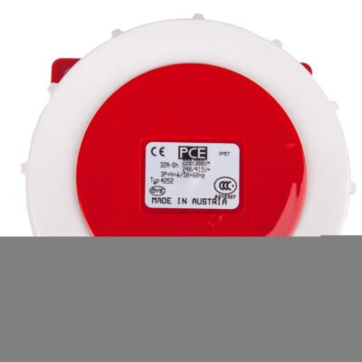 Gniazdo tablicowe skośne 32A 5P 400V /100x92/ czerwone IP67 POWER TWIST 4252-6