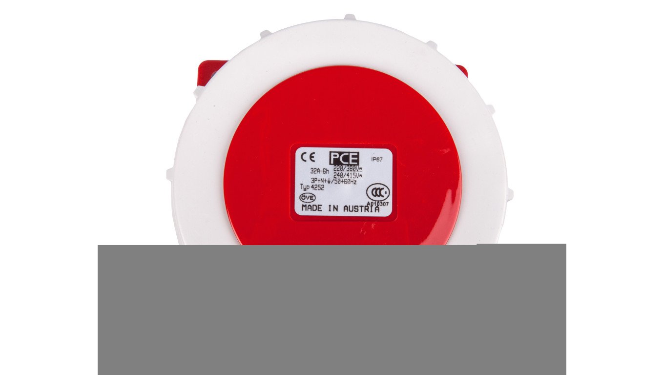Gniazdo tablicowe skośne 32A 5P 400V /100x92/ czerwone IP67 POWER TWIST 4252-6