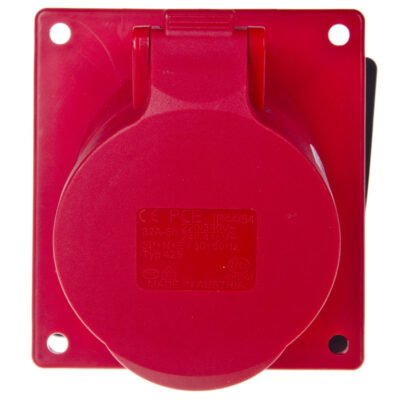 Gniazdo tablicowe skośne 32A 5P 400V /100x97/ czerwone IP44 425-6f9