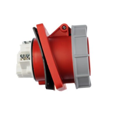 Gniazdo tablicowe skośne 63A 5P 400V /100x112/ czerwone IP67 POWER TWIST 435-6