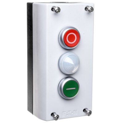 Kaseta sterownicza 3-otworowa START/STOP/lampka biała 2Z 2R szara IP67 M22-I3-M2 216533