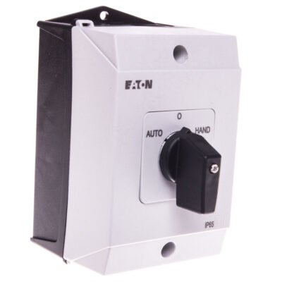 Łącznik krzywkowy HAND-0-AUTO-START (z samopowrotem) 20A 2P w obudowie T0-2-15907/I1 207095