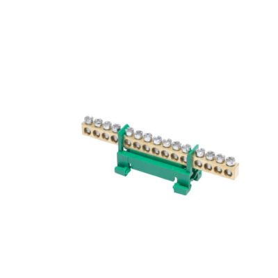 Listwa zaciskowa na szynę PE15 ochronna 15-torowa 16mm 400V AC 63A zielona 81702005
