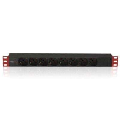 Listwa zasilająca Rack 1U 8x Schuko, kabel C14, 250V/16A, 2m