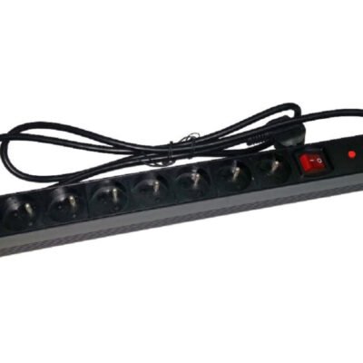 Listwa zasilająca rack 19 cali PDU gniazdo 7 x CEE 7/5 wtyk CEE 7/7 z wyłącznikiem i zabezpieczeniem