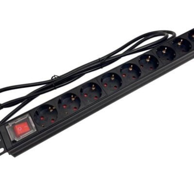 Listwa zasilająca rack 19 cali PDU gniazdo 9 x CEE 7/3 schuko wtyk CEE 7/7 z wyłącznikiem