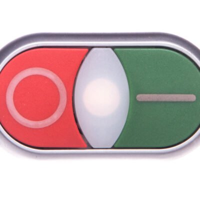 Napęd przycisku podwójny zielony/czerwony /I-O/ 22mm IP66 z podświetleniem z samopowrotem M22-DDLF-GR-X1/X0 284814
