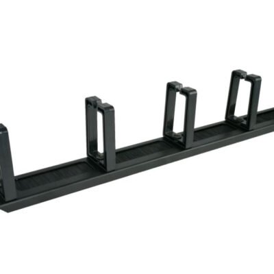 Organizator kabli 1U 19 z przepustem szczotkowym, 5 plastikowych uchwytów, czarny PK048
