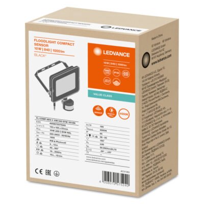 Projektor LED FLOOD COMPACT SENSOR V 10W 1000lm 4000K IP65 SYM 100 (z czujnikiem ruchu) czarny 3 LATA GWARANCJI 4058075575240