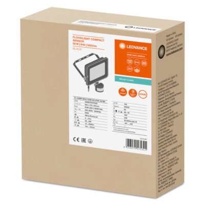 Projektor LED FLOOD COMPACT SENSOR V 50W 5000lm 4000K IP65 SYM 100 (z czujnikiem ruchu) czarny 3 LATA GWARANCJI 4058075575325