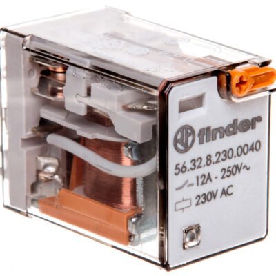Przekaźnik 2P 12A 230V AC przycisk testujący, mechaniczny wskaźnik zadziałania 56.32.8.230.0040