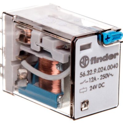 Przekaźnik 2P 12A 24V DC przycisk testujący, mechaniczny wskaźnik zadziałania 56.32.9.024.0040