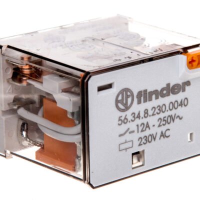 Przekaźnik 4P 12A 230V AC przycisk testujący, mechaniczny wskaźnik zadziałania 56.34.8.230.0040