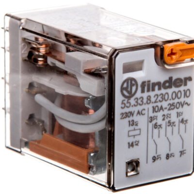 Przekaźnik miniaturowy 3P 10A 230V AC przycisk testujący AgNi 55.33.8.230.0010