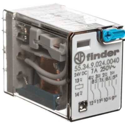 Przekaźnik miniaturowy 4P 7A 24V DC przycisk testujący mechaniczny wskaźnik zadziałania AgNi 55.34.9.024.0040