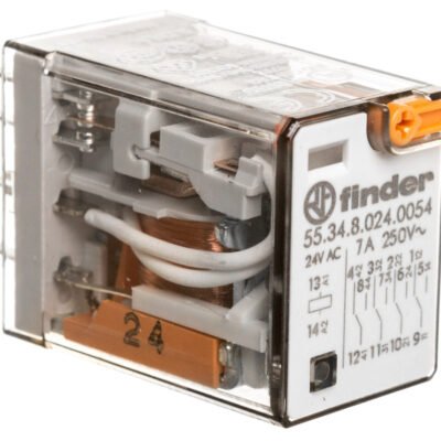 Przekaźnik przemysłowy 4P 7A 24V AC przycisk testujący mechaniczny wskaźnik zadziałania AgNi 55.34.8.024.0054