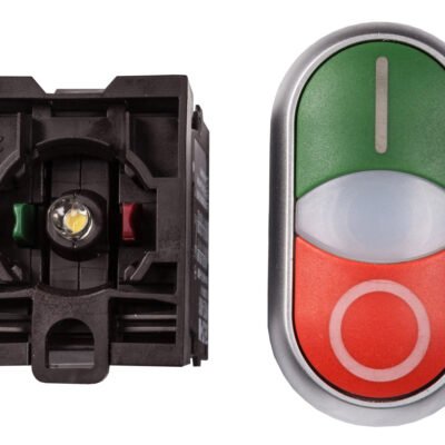 Przycisk sterowniczy 22mm podwójny czerwony/zielony z samopowrotem z podświetleniem 1Z 1R M22-DDL-GR-X1/X0/K11/230-W 216509