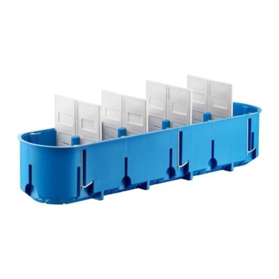 Puszka do pustych ścian regips pięciopolowa 5x60mm głęboka samogasnąca bezhalogenowa niebieska Multibox P5x60D 32099203