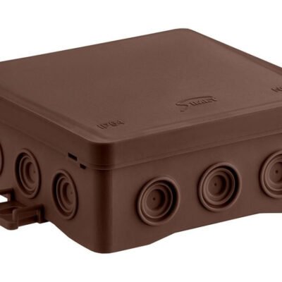 Puszka naścienna 100x40x100mm IP54 z dławnicami samozatrzaskowa bezhalogenowa odporna na UV brązowa FastboxiHook NS7 35349115