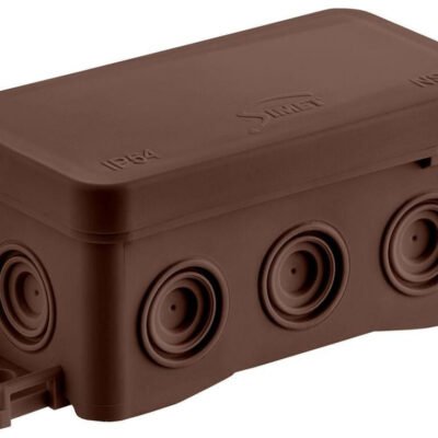 Puszka naścienna 45x40x85mm IP54 z dławnicami samozatrzaskowa bezhalogenowa odporna na UV brązowa FastboxiHook NS8 35357115