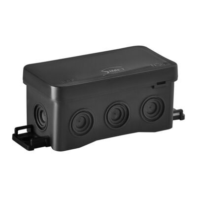 Puszka naścienna 45x40x85mm IP54 z dławnicami samozatrzaskowa bezhalogenowa odporna na UV czarna FastboxiHook NS8 35357107