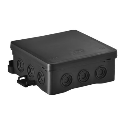 Puszka naścienna 75x40x75mm IP54 z dławnicami samozatrzaskowa bezhalogenowa odporna na UV czarna FastboxiHook NS5 35360107