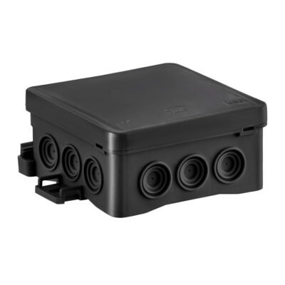 Puszka naścienna 85x40x85 mm IP54 z dławnicami samozatrzaskowa bezhalogenowa odporna na UV czarna FastboxiHook NS6 35346107