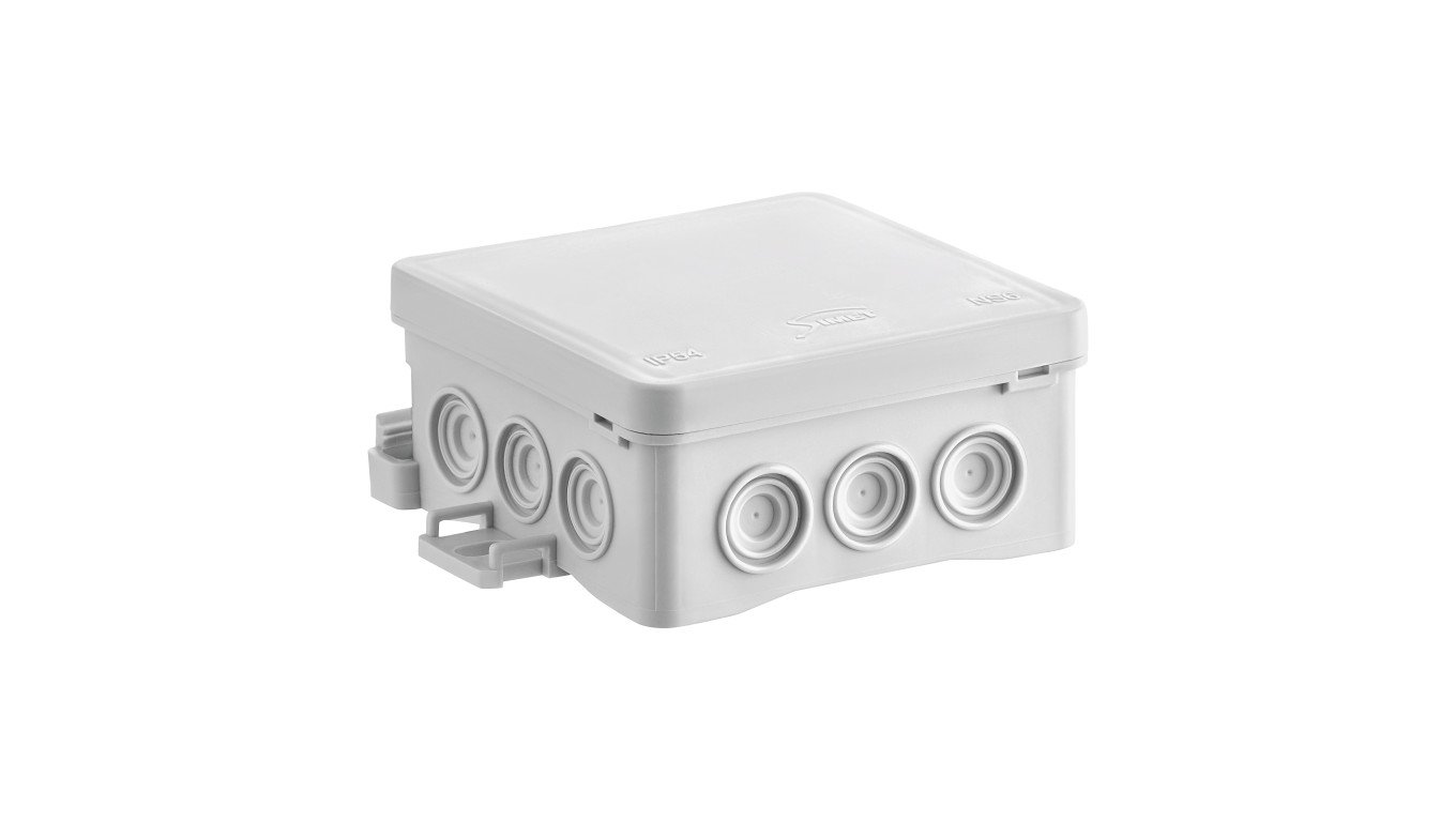 Puszka naścienna 85x40x85mm IP54 z dławnicami samozatrzaskowa bezhalogenowa odporna na UV biała FastboxiHook NS6 35346106