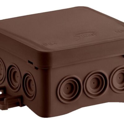 Puszka naścienna 85x40x85mm IP54 z dławnicami samozatrzaskowa bezhalogenowa odporna na UV brązowa FastboxiHook NS6 35346115