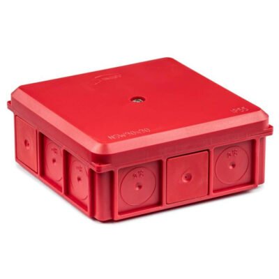 Puszka naścienna 90x37x90mm IP55 z dławnicami z 1 wkrętem bezhalogenowa czerwona NSW90x90 35418701